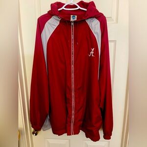 Alabama Crimson Tide NCAA Windbreaker Mens 3XL Full Zip  Hoodie Jacket Red